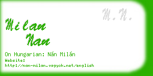 milan nan business card